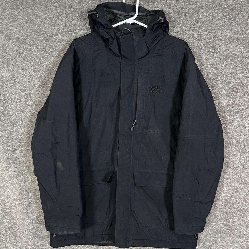 The North Face Jacket Mens Large Black Hooded Insulated HyVent‎ Ski Winter Coat